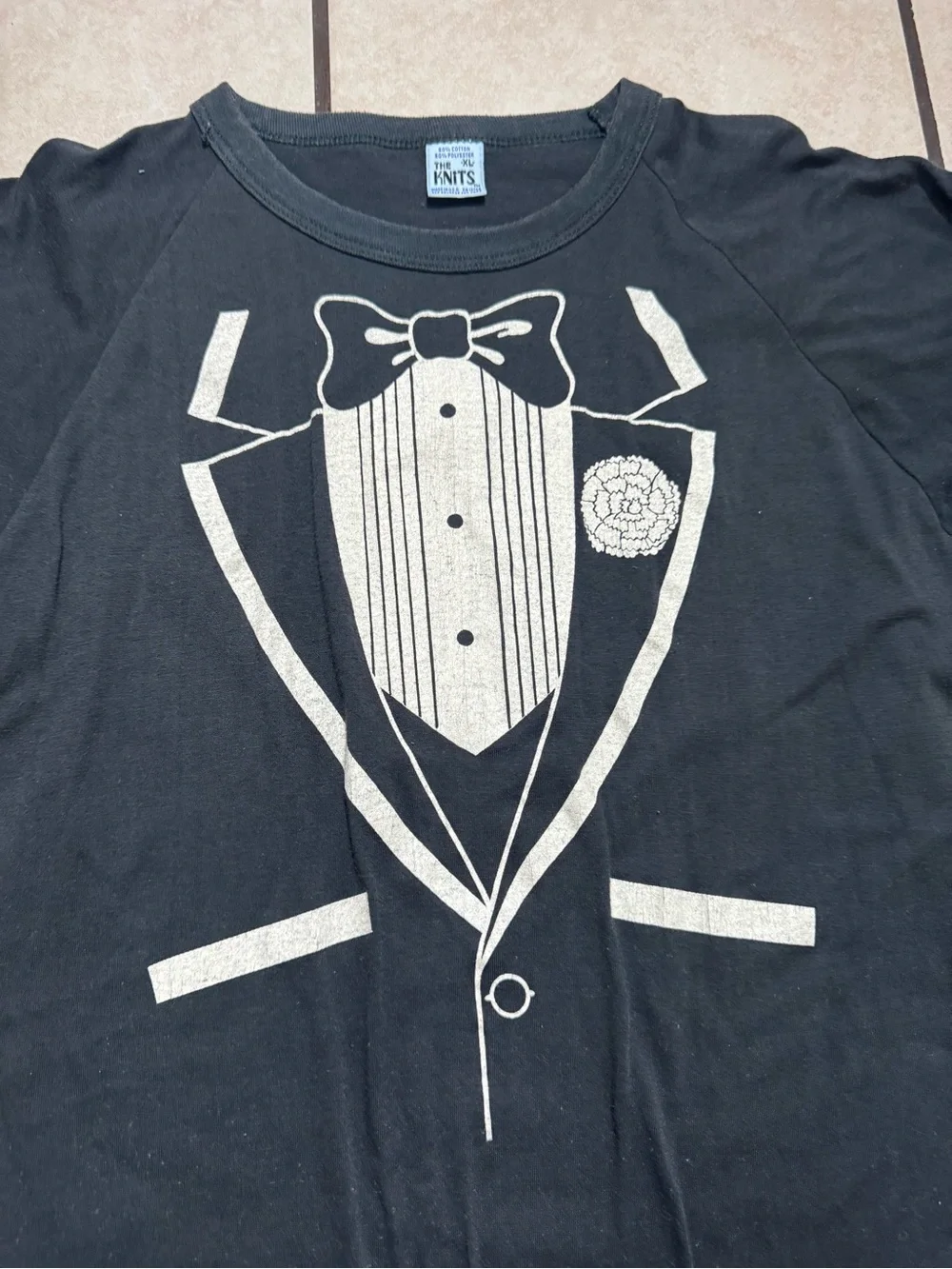 Kids Black Long-Sleeve Tuxedo Graphic Tee